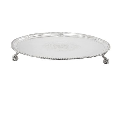 Lot 328 - George III Silver Tray Thomas Hannam & John...