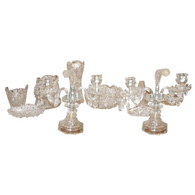 Lot 249 - Pair of George III Style Cut Glass Two-Light...
