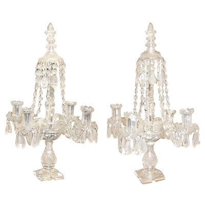 Lot 254 - Pair of George III Style Cut Glass Four-Light...
