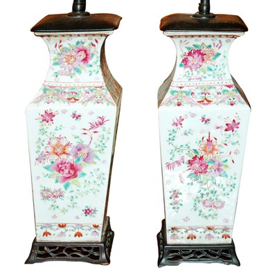 Lot 285 - Pair of Chinese Export Famille Rose Porcelain...