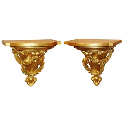 Lot 290 - Pair of Neoclassical Style Gilt-Wood Brackets...