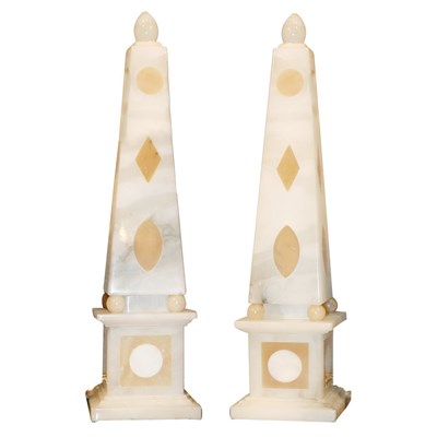 Lot 291 - Pair of Neoclassical Style Alabaster Obelisks...