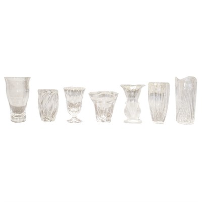 Lot 293 - Group of Seven Cut Glass Vases Height of...