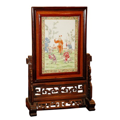 Lot 302 - Chinese Famille Rose Porcelain and Hardwood...