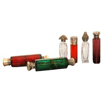 Lot 347 - Set of Six Silver Mounted Scent Bottles