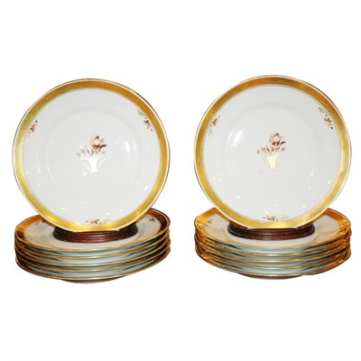 Lot 382 - Set of Twelve Royal Copenhagen Gilt Decorated...
