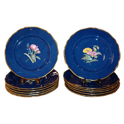 Lot 397 - Set of Spode Copeland Floral Decorated Cobalt...
