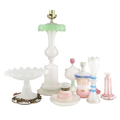 Lot 490 - Group of Opaline Glass Articles In various...