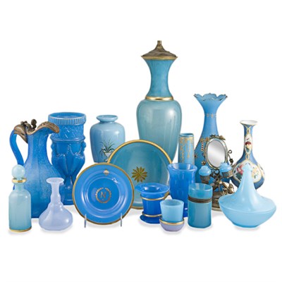 Lot 483 - Group of Continental Opaline Glass Articles In...