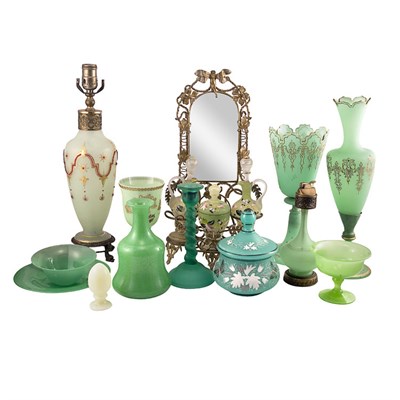 Lot 495 - Group of Opaline Glass Articles In various...