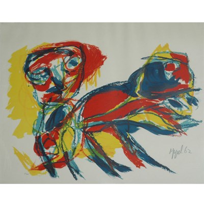 Lot 83 - Karel Appel [MAN AND ANIMAL] Color lithograph,...