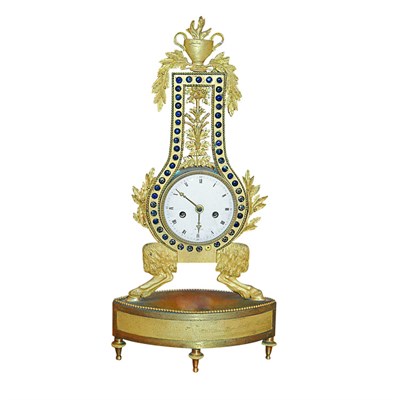 Lot 435 - Neoclassical Style Gilt-Metal Lyre-Form Clock...