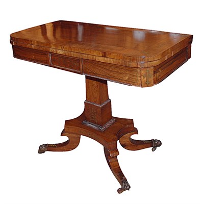 Lot 454 - Regency Brass Inlaid Rosewood Fold-Over Games...