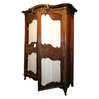 Lot 417 - Louis XV Style Oak Armoire Height 7 feet 10...