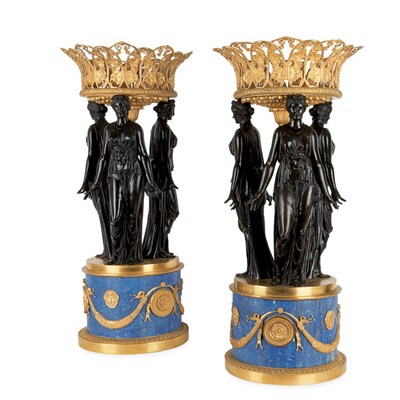 Lot 262 - Pair of Empire Style Gilt and Patinated-Bronze...