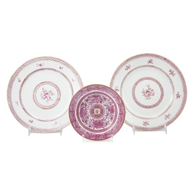 Lot 438 - Chinese Export Cranberry Fitzhugh Porcelain...