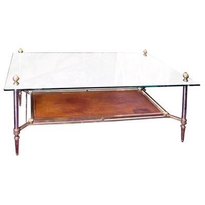 Lot 449 - Louis XVI Style Glass Top Brass Low Table...