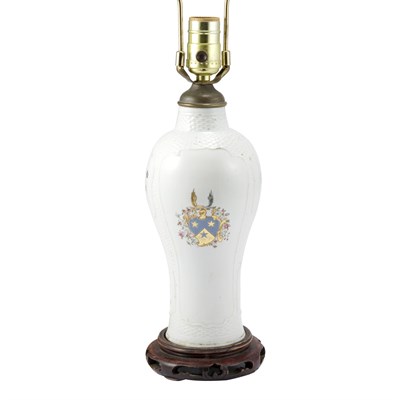 Lot 394 - Chinese Export Armorial Porcelain Vase Mounted...