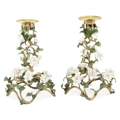 Lot 403 - Pair of Louis XV Style Painted Metal and...