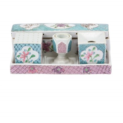 Lot 372 - Chinese Export Famille Rose Porcelain Inkstand...