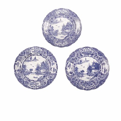 Lot 401 - Group of Three Chinese Export Canton Blue and...