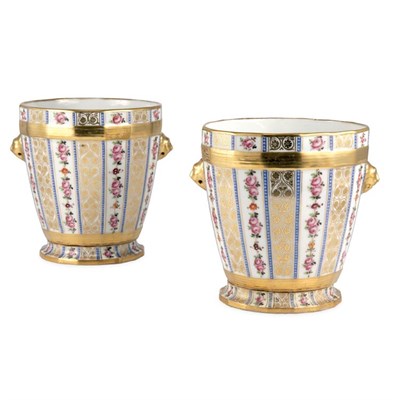 Lot 208 - Pair of Sevres Style Gilt and Floral Decorated...
