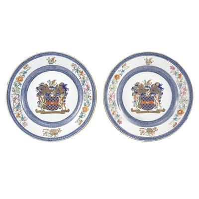 Lot 307 - Two Chinese Export Armorial Porcelain Dishes...