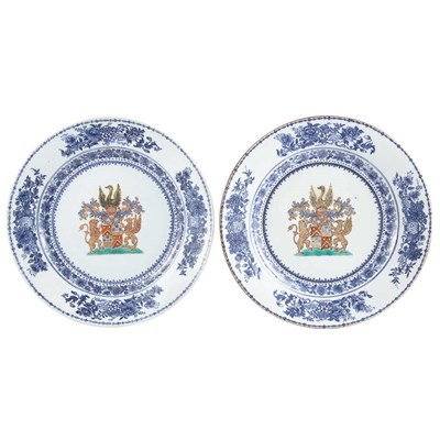 Lot 260 - Two Chinese Export Armorial Porcelain Dishes...