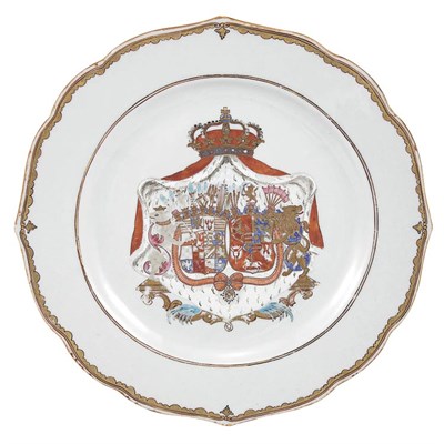 Lot 279 - Chinese Export Armorial Porcelain Plate Circa...