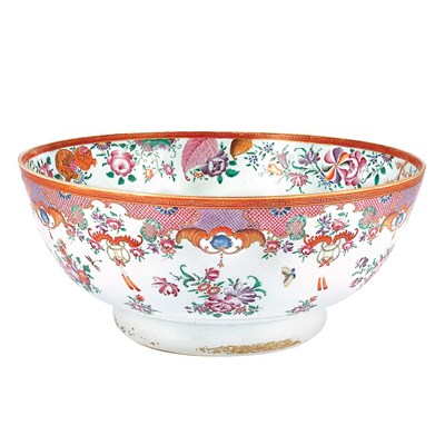 Lot 310 - Chinese Export Famille Rose Porcelain Punch...