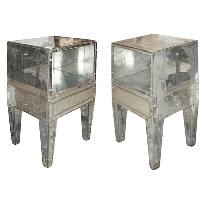 Lot 491 - Pair of Mirrored Bedside Tables Height 29...