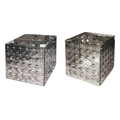 Lot 495 - Pair of Mirrored Cubes