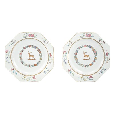 Lot 285 - Two Chinese Export Armorial Porcelain Bowls...