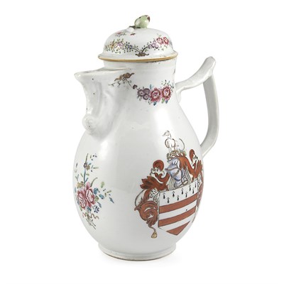 Lot 295 - Chinese Export Armorial Porcelain Pitcher...
