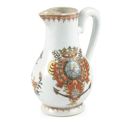 Lot 254 - Chinese Export Armorial Porcelain Pitcher...