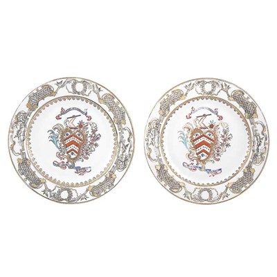 Lot 269 - Two Chinese Export Armorial Porcelain Dishes...