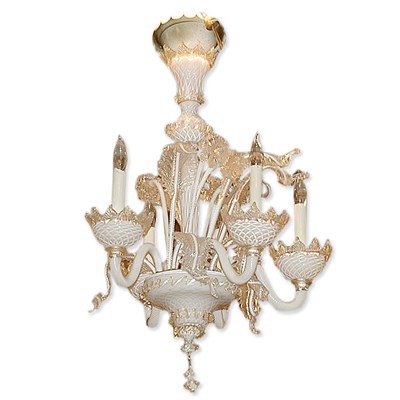 Lot 406 - Venetian Style Glass Five-Light Chandelier...