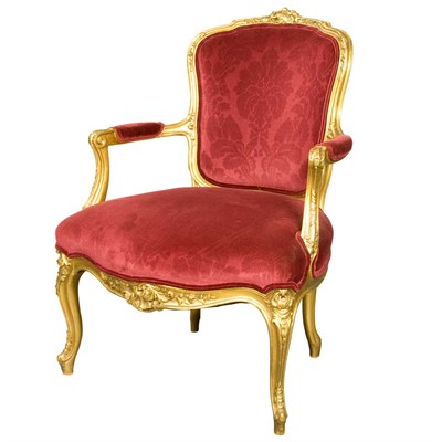 Lot 541 - Louis XV Style Gilt-Wood Fauteuil The...
