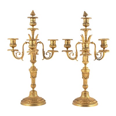 Lot 632 - Pair of Louis XVI Style Gilt-Metal Five-Light...