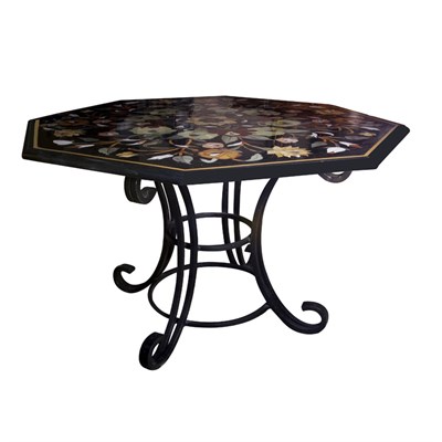 Lot 728 - Pietra Dura and Iron Center Table The...