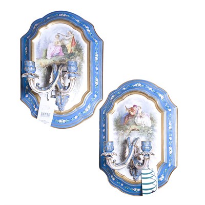 Lot 450 - Pair of Sevres Style Porcelain Two-Light...
