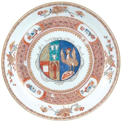 Lot 263 - Chinese Export Armorial Porcelain Dish Circa...