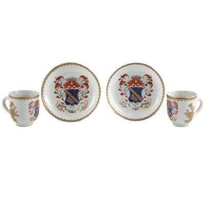 Lot 290 - Two Chinese Export Porcelain Cups and Saucers...