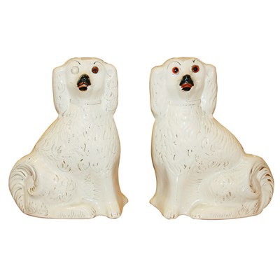 Lot 434 - Pair of White Staffordshire Pottery Figures of...