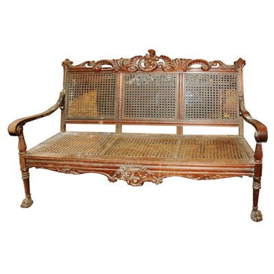 Lot 102 - Rococo Carved Walnut and Caned Back Settee...