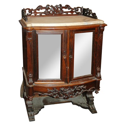 Lot 100 - Victorian Rosewood Marble Top Mirrored Door...