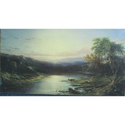 Lot 47 - J. Wilson 19th Century Deer by a Mountain...