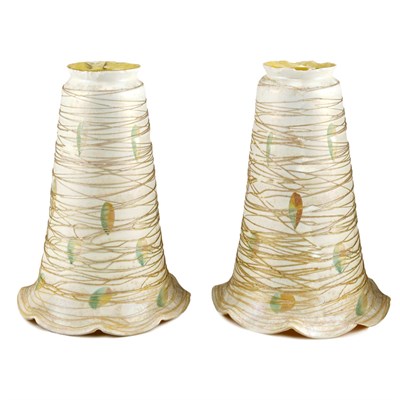Lot 314 - Pair of Unsigned Durand Art Glass Torchere...