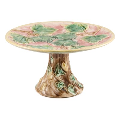 Lot 518 - Majolica Low Compote Decorated with green...