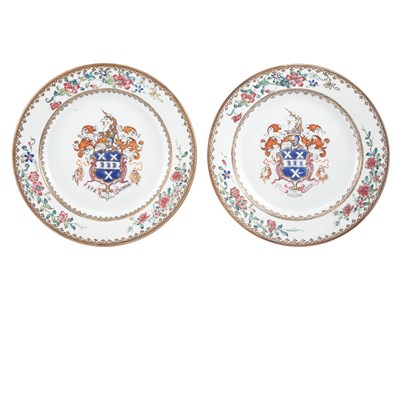 Lot 274 - Two Chinese Export Porcelain Armorial Dishes...